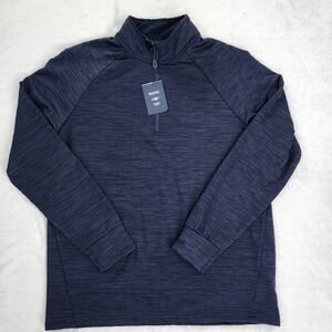 CHAPS‎ Men's Heathered Navy Quarter-Zip Pullover Golf Sweater Large NWT